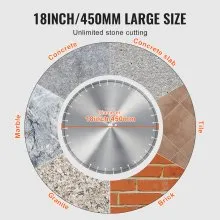 VEVOR Diamond Blade 18inch Concrete Saw Blade Wet or Dry 0.47inch Flat Teeth