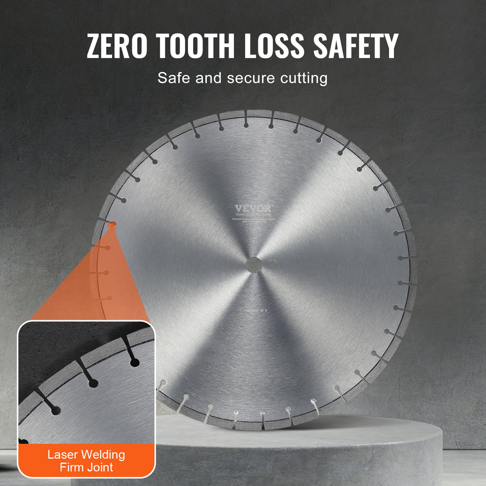 VEVOR Diamond Blade, 20inch/500mm Concrete Saw Blade Wet or Dry, 0.47inch/12mm Flat Teeth Diamond Segment Blade, Universal 1 inch/25.4 mm Center Hole Diameter, for Concrete Cement Board Tile Brick