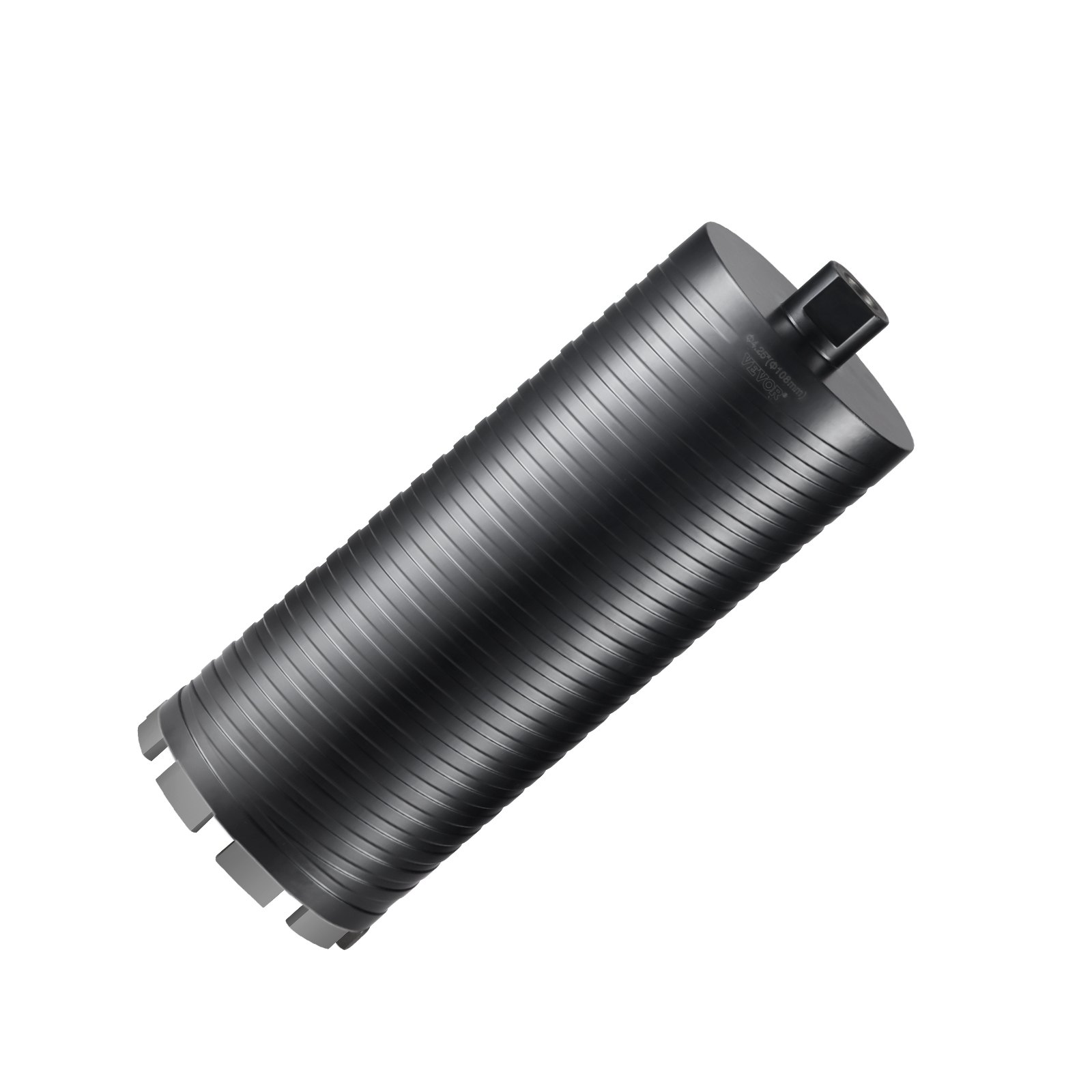 VEVOR diamond core drill bit with a black cylindrical design and segmented cutting edge.