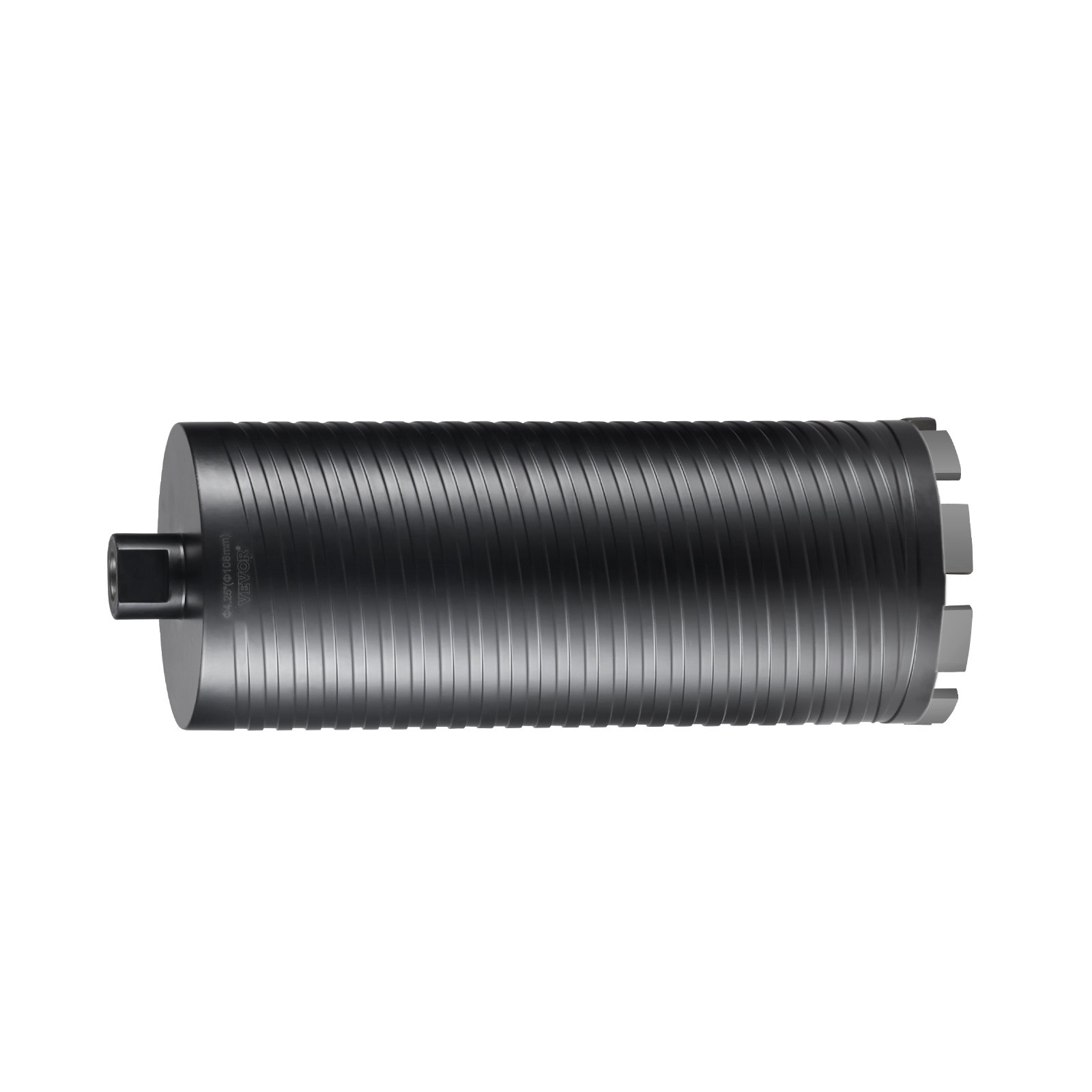 VEVOR diamond core drill bit with ribbed design and segmented cutting edge in black.