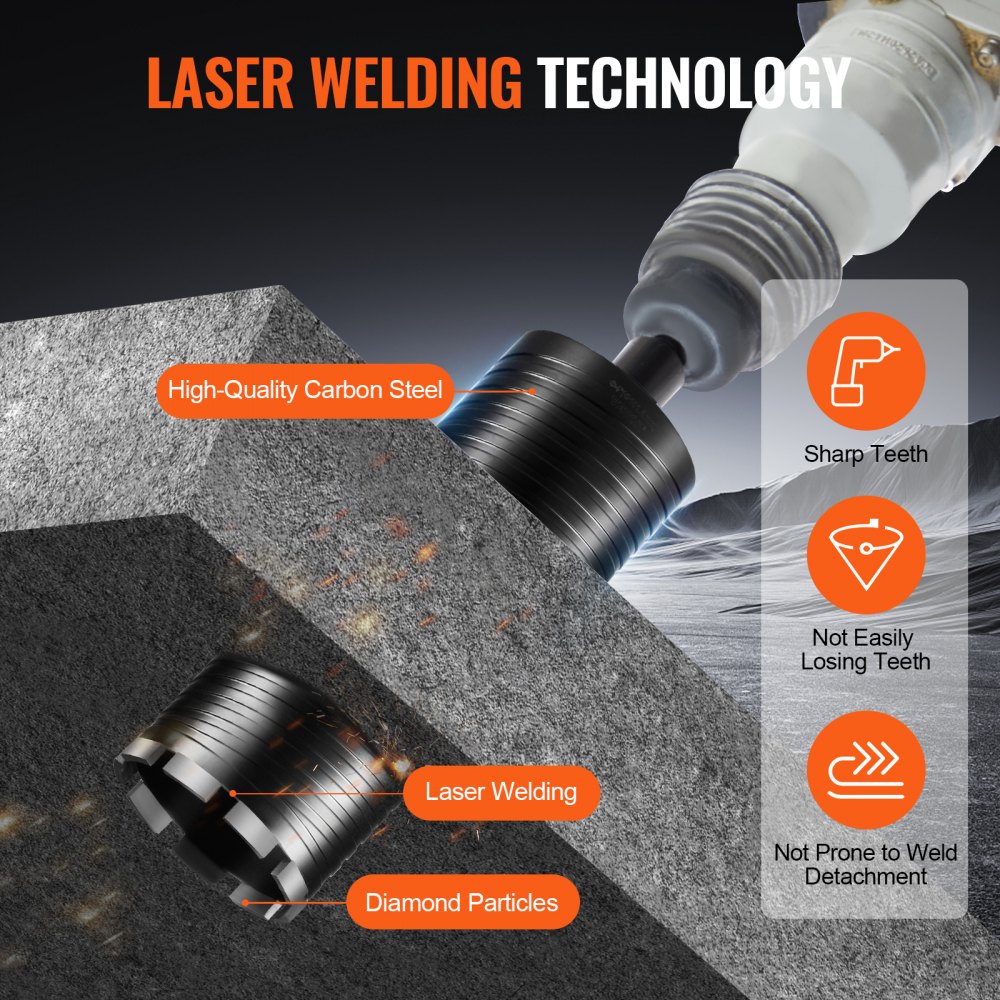 high-quality VEVOR diamond core drill bit with laser welding technology showcasing sharp teeth.