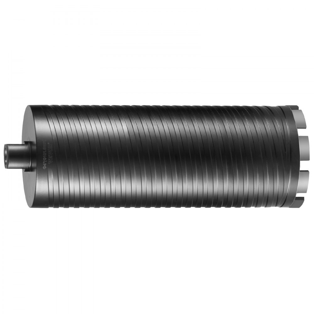 black VEVOR diamond core drill bit with ridged cylindrical body against white background.