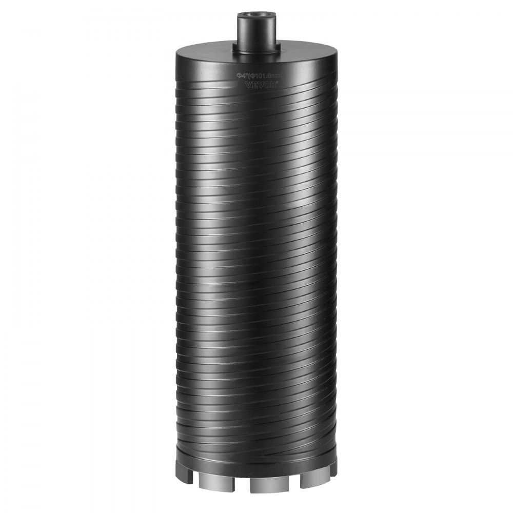 VEVOR diamond core drill bit with black ridged surface and silver cutting teeth at the bottom.