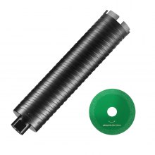 VEVOR Core Drill Bit, 2.5" Wet/Dry Diamond Core Drill Bits for Brick and Block, Concrete Core Drill Bit with Pilot Bit Adapter and Saw Blade, 9.5" Drilling Depth, 5/8"-11 Inner Thread, Laser Welding