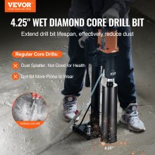 VEVOR Core Drill Bit, 4.25"/108mm  Wet Diamond Core Drill Bits, 14" Drilling Depth Concrete Core Drill Bit with Saw Blade, 1-1/4"-7 Inner Thread, Laser Welding, Diamond Wet Coring Bit for Concrete Brick