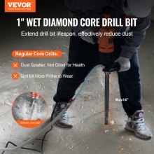 VEVOR Core Drill Bit, 1"/25mm Wet Diamond Core Drill Bits, 14" Drilling Depth Concrete Core Drill Bit, 5/8"-11 Inner Thread, Laser Welding, Diamond Wet Coring Bit for Concrete Brick and Block