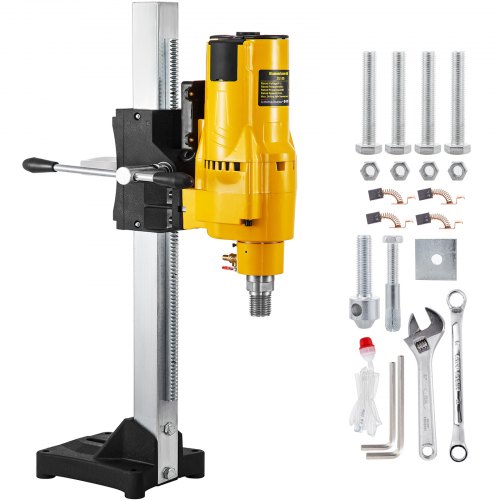 8'' Diamond Core Drill Concrete Drilling Machine with Stand & Drill Bits 3980W
