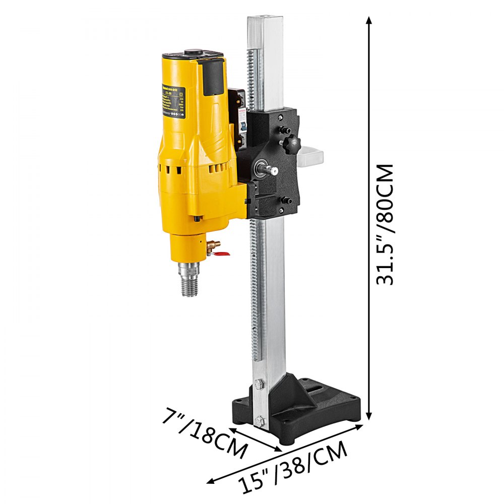8'' Diamond Core Drill Concrete Drilling Machine with Stand & Drill Bits 3980W