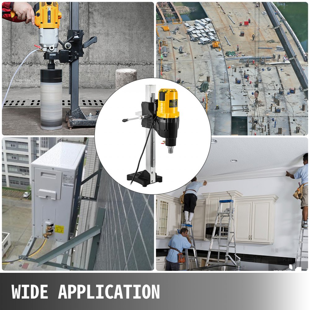 10'' Diamond Core Drill Concrete Drilling Machine with Stand & Drill Bits 4450W