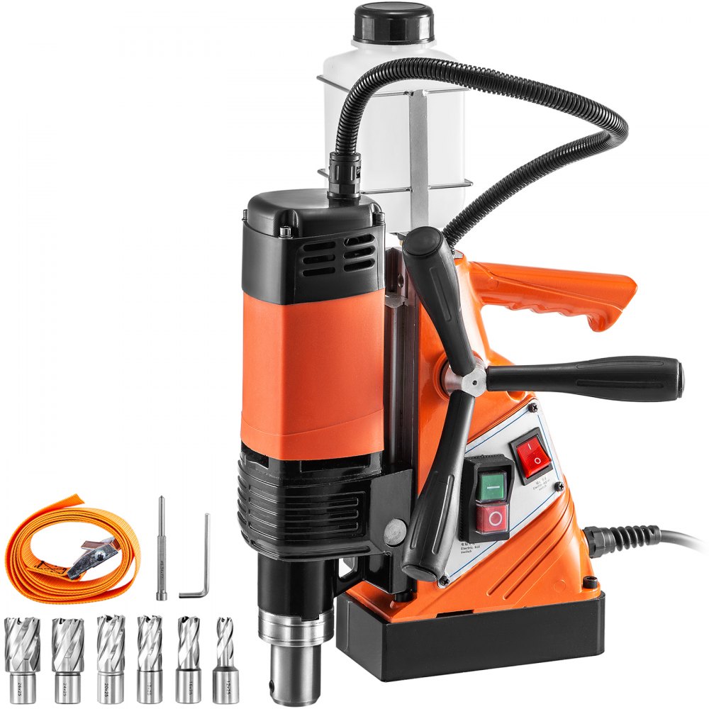 Vevor Magnetic Drill Pressmagnetic Base Drill 10000 N Force 1100w 6pcs Cutter