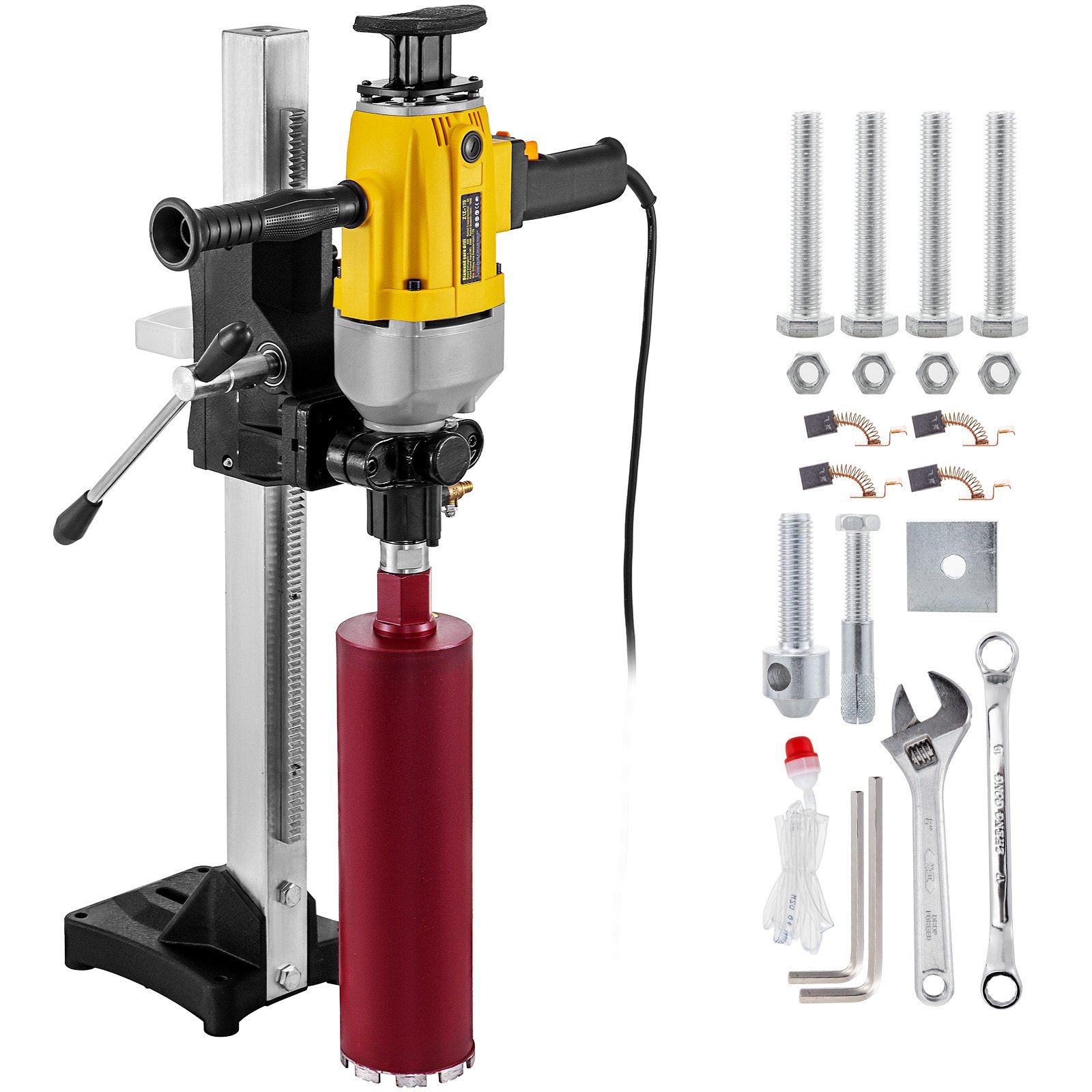 Diamond Core Drill Concrete Drilling Machine 175mm With Stand & Drill Bits 2460w