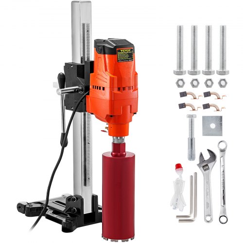 VEVOR Core Drill Machine 305 MM 12 Inches Core Drill Rig Powerful Rugged Diamond Concrete Core Drill 220V 500 r/min Core Drill Rig Tool Wet Dry Concrete Brick Block Drilling 4800W 45-Degree Rotation