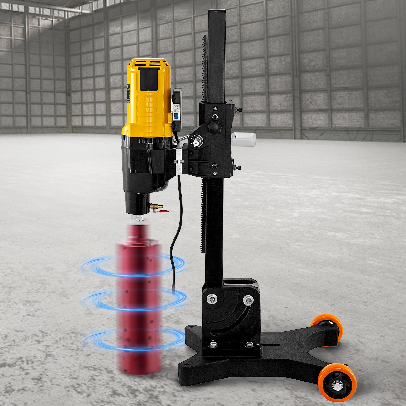 VEVOR 305 MM 12 Inch Core Drill Machine Powerful 4800W Core Drill Rig Rugged Diamond Concrete Core Drill 500 r/min Core Drill Rig with Wheel Tool Wet Dry Concrete Brick Block Drilling with Stand