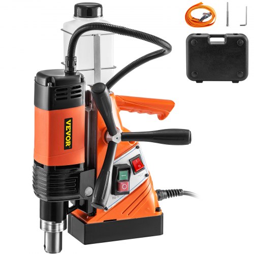 Prensa de taladro magnético VEVOR 1100W Taladro de base magnética 10000N Taladro magnético de fuerza magnética con 1-1/3 pulgadas (35 mm) Diámetro de perforación 700 RPM Sistema de perforación magnético eléctrico portátil Prensa de taladro magnético