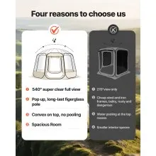 VEVOR Pop up Bubble Tent, 12 x 11.1 ft Waterproof & UV-Resistant, Clear Camping Tent Shelter, Outdoor Garden Dome Igloo Tents with Windows, 540° Panoramic View, for 10-12 Persons Patio Backyard