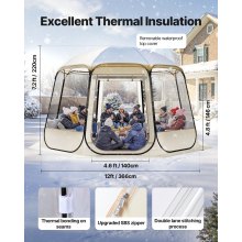VEVOR Pop up Bubble Tent, 12 x 11.1 ft Waterproof & UV-Resistant, Clear Camping Tent Shelter, Outdoor Garden Dome Igloo Tents with Windows, 540° Panoramic View, for 10-12 Persons Patio Backyard