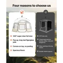 VEVOR Pop up Bubble Tent, 15 x 13.8 ft Waterproof & UV-Resistant, Clear Camping Tent Shelter, Outdoor Garden Dome Igloo Tents with Windows, 540° Panoramic View, for 12-15 Persons Patio Backyard