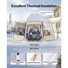 VEVOR Pop up Bubble Tent, 15 x 13.8 ft Waterproof & UV-Resistant, Clear Camping Tent Shelter, Outdoor Garden Dome Igloo Tents with Windows, 540° Panoramic View, for 12-15 Persons Patio Backyard