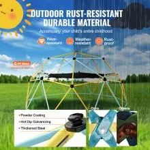 VEVOR Cúpula de escalada, para niños de 3 a 10 años, escalador de cúpula geométrica de 10 pies con hamaca y columpio, gimnasio en la jungla soporta 750 libras y fácil montaje, con agarre de escalada, equipo de juego para patio trasero al aire libre