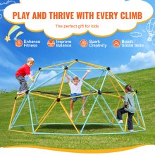 VEVOR Climbing Dome, 10FT Geometric Dome Climber with Hammock and Swing, for Kids 3 to 10 Years Old, Jungle Gym Supports 750LBS and Easy Assembly, with Climbing Grip, Outdoor Backyard Play Equipment