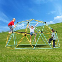 VEVOR Climbing Dome, 10FT Geometric Dome Climber with Hammock and Swing, for Kids 3 to 10 Years Old, Jungle Gym Supports 750LBS and Easy Assembly, with Climbing Grip, Outdoor Backyard Play Equipment