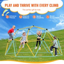 VEVOR klätterdome, 12FT Geometric Dome Climber Play Center för barn 3 till 10 år gamla, Jungle Gym stöder 750 LBS och enkel montering, med klättergrepp, lekutrustning utomhus för barn