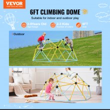 VEVOR Climbing Dome, 6ft Geometric Dome Climber Play Center pentru copii cu vârsta între 3 și 9 ani, Jungle Gym suportă 600 LBS și asamblare ușoară, cu mâner de alpinism, echipament de joacă în aer liber și în interior pentru copii