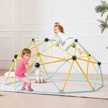 VEVOR Climbing Dome, Jungle Gym Supports 600LBS and Easy Assembly, 6FT Geometric Dome Climber Play Center for Kids 3 to 9 Years Old, with Climbing Grip, Outdoor and Indoor Play Equipment for Kids