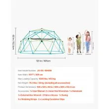 VEVOR Climbing Dome 10FT Geometric Dome Climber Jungle Gym with Swing & Hammock