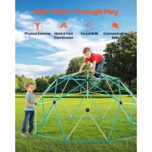 VEVOR Climbing Dome, 10FT Geometric Dome Climber with Saucer Swing, 1000LBS Loading Kid's Jungle Gym Playground, Easy-Assembly Outdoor Backyard Climbing Equipment for Boys Girls 3 to 10 Years Old