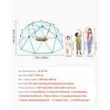 VEVOR Climbing Dome, 10FT Geometric Dome Climber with Saucer Swing, 1000LBS Loading Kid's Jungle Gym Playground, Easy-Assembly Outdoor Backyard Climbing Equipment for Boys Girls 3 to 10 Years Old
