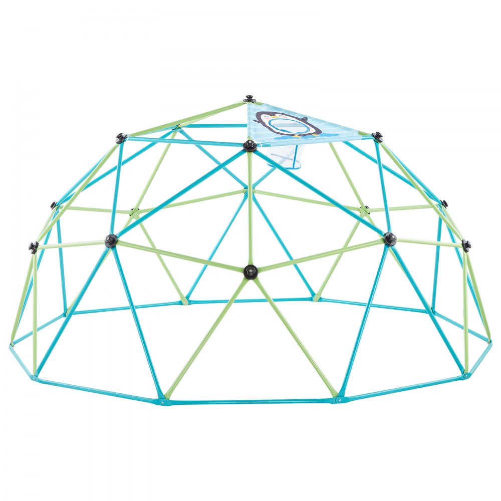 VEVOR Climbing Dome, 10FT Geometric Dome Climber for Kids, 1000LBS Loading Jungle Gym Playground with Octopus Net & 2 Basketballs, Easy-Assembly Outdoor Backyard Climbing Toys - Gift for Boys Girls