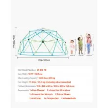 VEVOR Climbing Dome 10FT Geometric Dome Climber Jungle Gym 1000LBS Max Loading