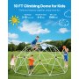 VEVOR Climbing Dome, 305cm Geometric Dome Climber, 453kg Loading Jungle Gym Playground with 2 Basketballs & Octopus Net, Easy-Assembly Outdoor Backyard Climbing Equipment for Kids 3 to 10 Years Old