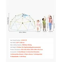VEVOR Climbing Dome 10FT Geometric Dome Climber 1000LBS Loading Kids Jungle Gym