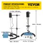 VEVOR Electric Overhead Stirrer Mixer 0-2000 RPM Overhead Stirrer Mixer 100W Overhead Stirrer 0-120 Minutes for Lab Mechanical Mixer