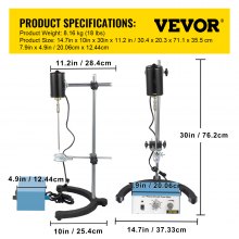 Vevor Electric overhead stirrer mixer variable speed Biochemical Lab 100W 0-3000rpm