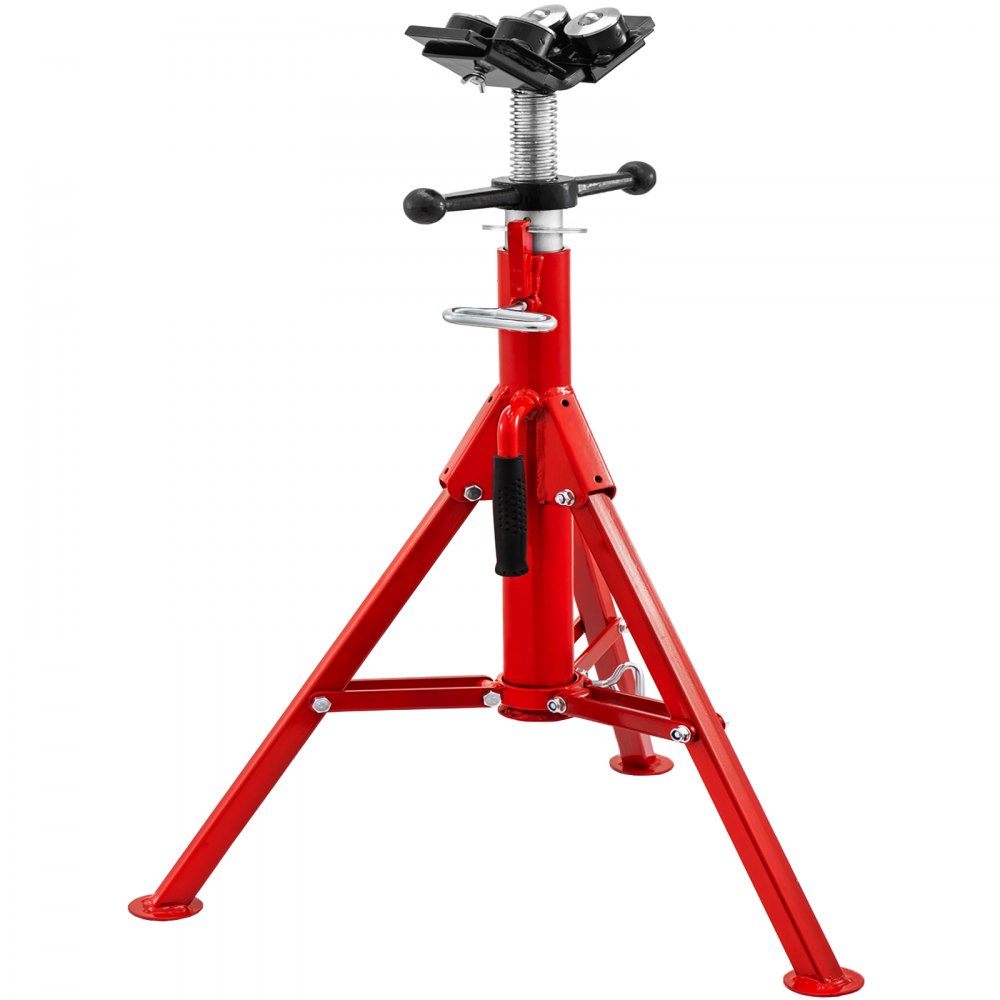 VEVOR Pipe Jack Stand with 4-Ball Transfer V-Head and Folding Legs 1500LB Welding Pipe Stand Adjustable Height 28-52IN 1107A-type Pipe Jacks for Welding