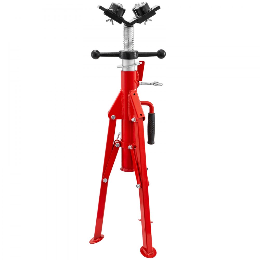 VEVOR Pipe Stand with 4-Ball Transfer V-Head and Folding Legs, 1500LB Capacity Pipe Stand Adjustable Height 24-43IN, 1107B-type Pipe Stands for Welding Support