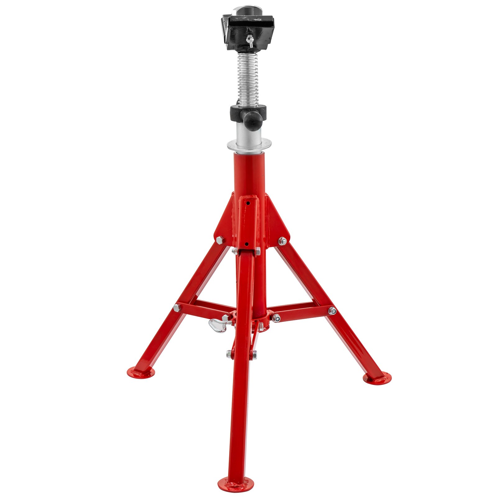 VEVOR Pipe Jack Stand with 4-Ball Transfer V-Head and Folding Legs 1500LB Welding Pipe Stand Adjustable Height 24-43IN 1107B-type Pipe Jacks for Welding