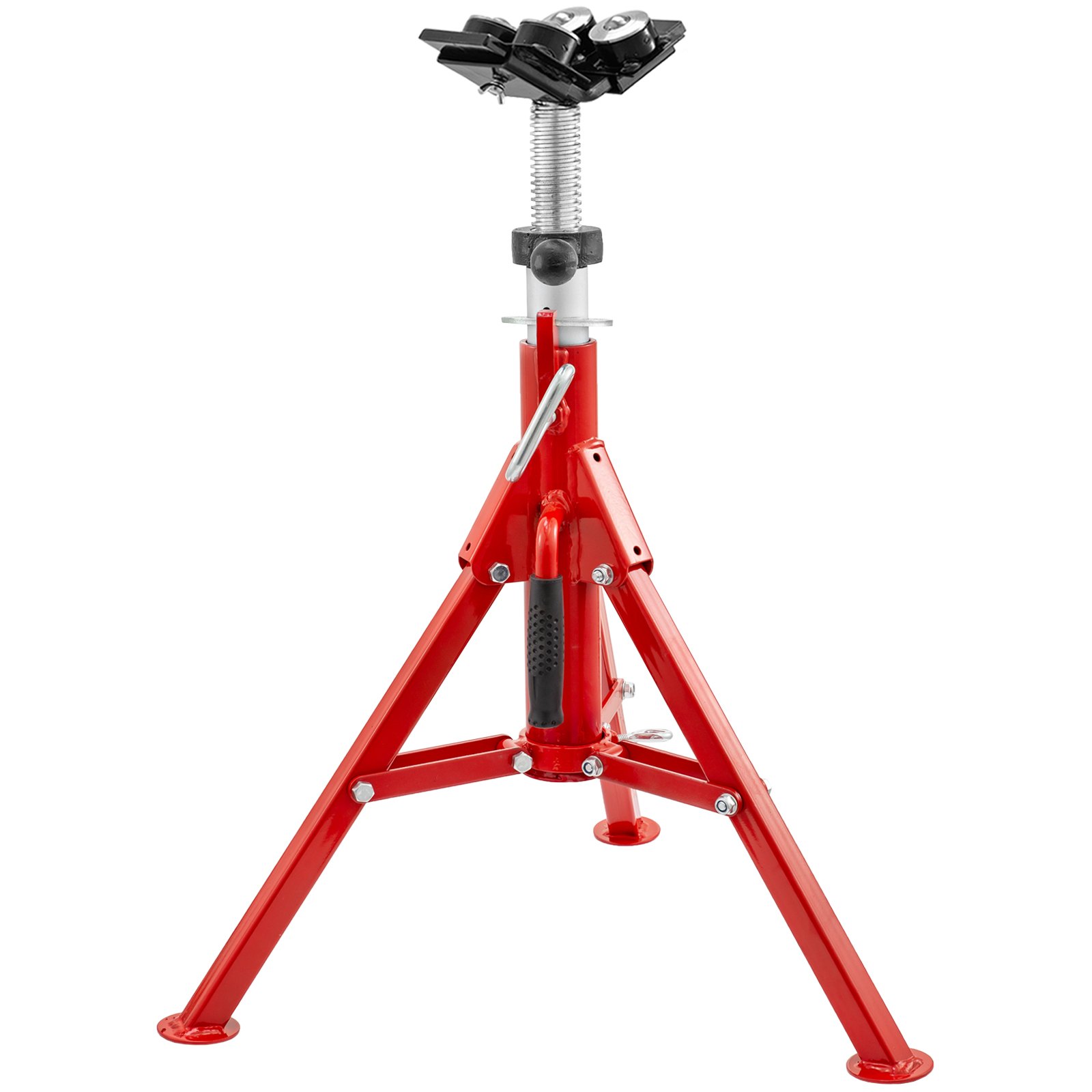 VEVOR Pipe Stand with 4-Ball Transfer V-Head and Folding Legs, 1500LB Capacity Pipe Stand Adjustable Height 24-43IN, 1107B-type Pipe Stands for Welding Support