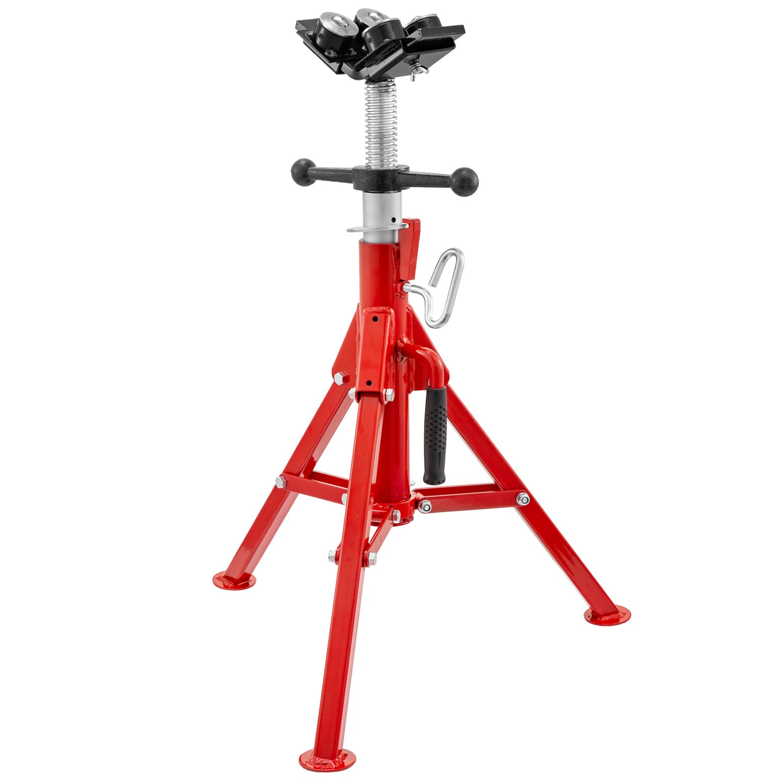 VEVOR Pipe Stand with 4-Ball Transfer V-Head and Folding Legs, 1500LB Capacity Pipe Stand Adjustable Height 24-43IN, 1107B-type Pipe Stands for Welding Support