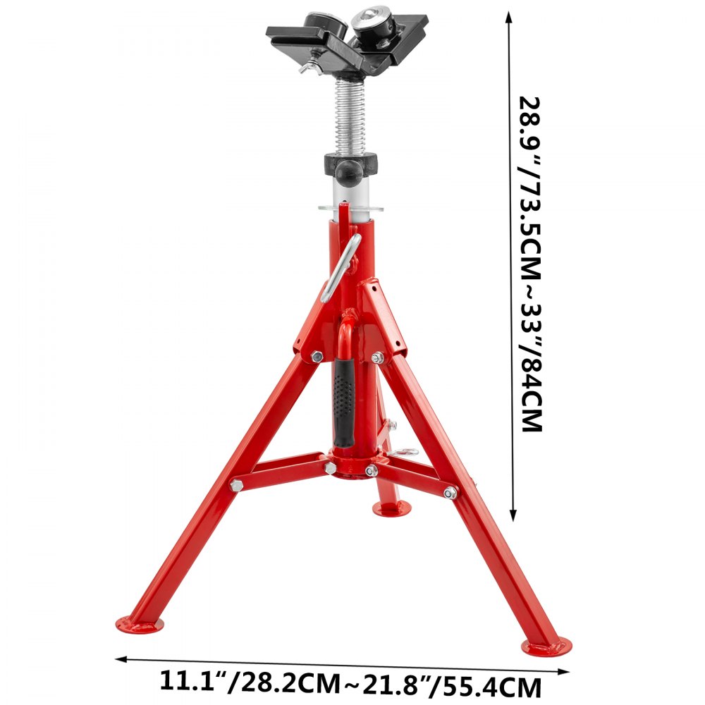 VEVOR Pipe Stand with 2-Ball Transfer V-Head and Folding Legs 1500LB Welding Pipe Stand Adjustable Height 20-37IN 1107C-type Pipe Stands for Welding