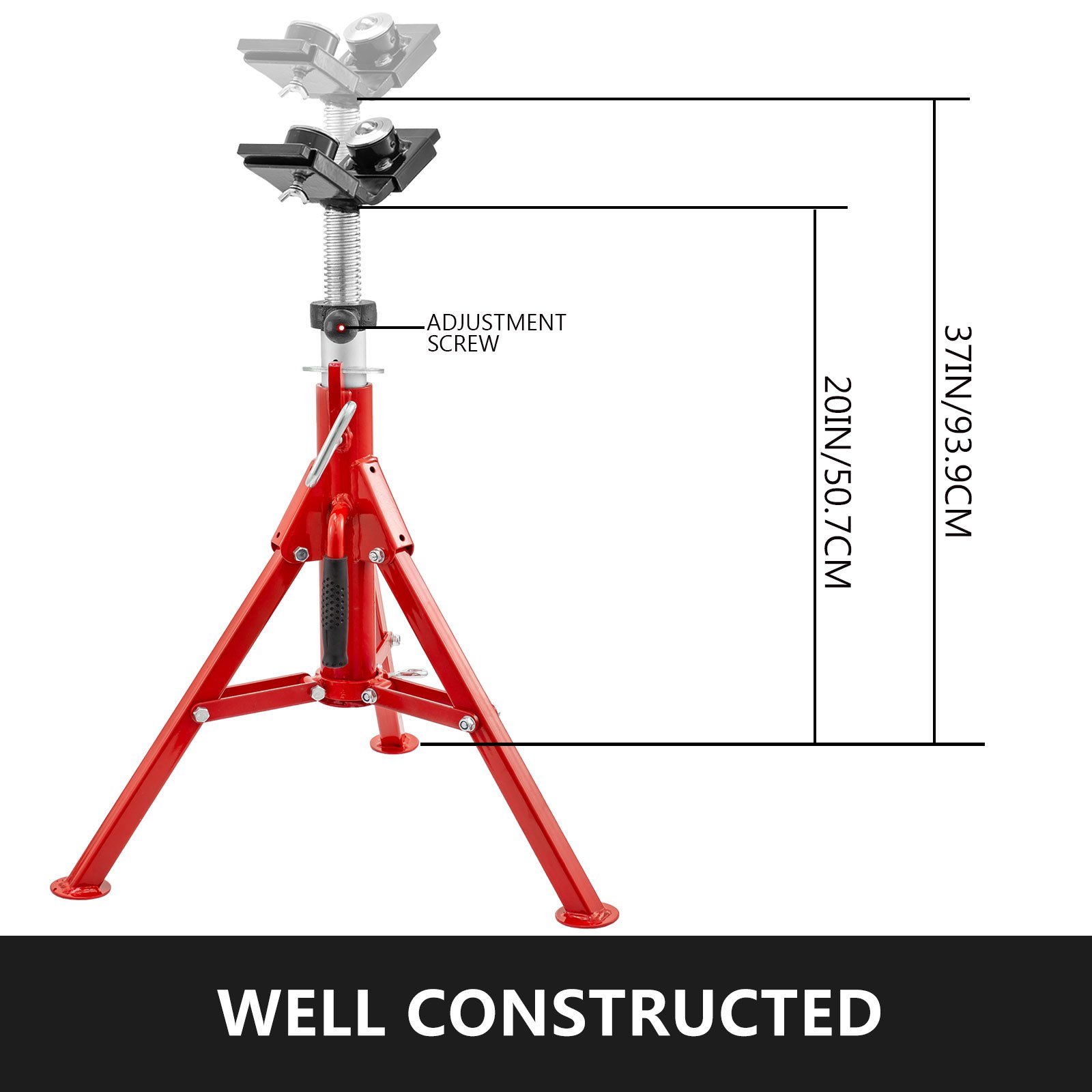 VEVOR Pipe Stand with 2-Ball Transfer V-Head and Folding Legs 1500LB Welding Pipe Stand Adjustable Height 20-37IN 1107C-type Pipe Stands for Welding