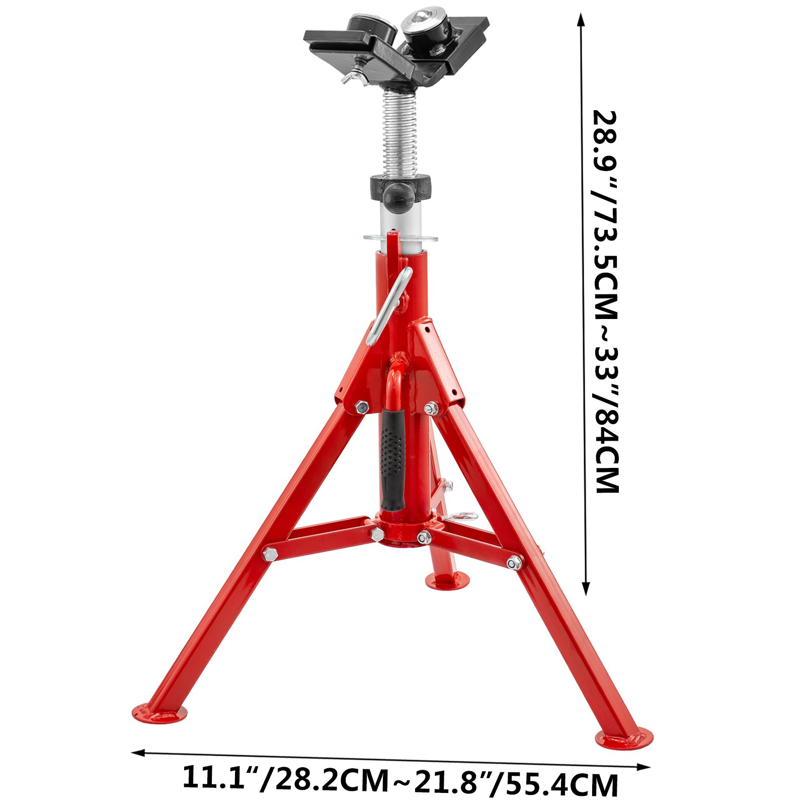 VEVOR Pipe Stand with 2-Ball Transfer V-Head and Folding Legs 1500LB Welding Pipe Stand Adjustable Height 20-37IN 1107C-type Pipe Stands for Welding