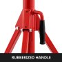 red VEVOR pipe jack stand with rubberized handle for a comfortable grip.