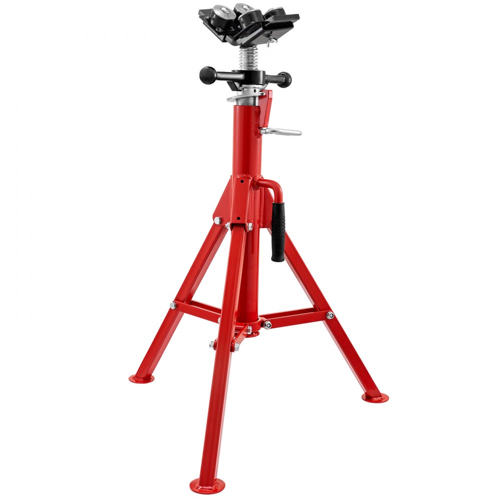 VEVOR Pipe Jack Stand with 4-Ball Transfer V-Head 6mm Thickness and Folding Legs 1500LB Welding Pipe Stand Adjustable Height 28-52IN 1107S-type Pipe Jacks for Welding
