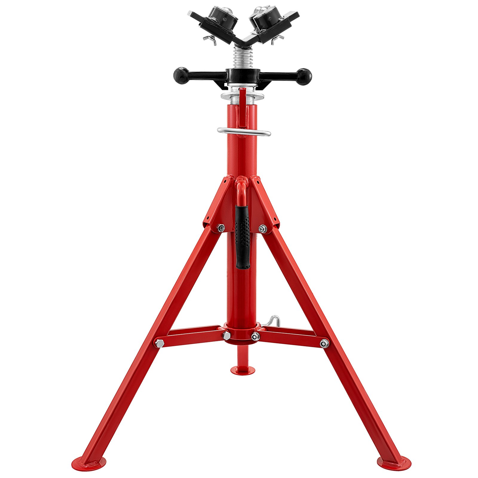 VEVOR Pipe Stand with 4-Ball Transfer V-Head and Folding Legs, 1107S-type Pipe Stands with Adjustable Height 28-52IN for Welding Piping Support