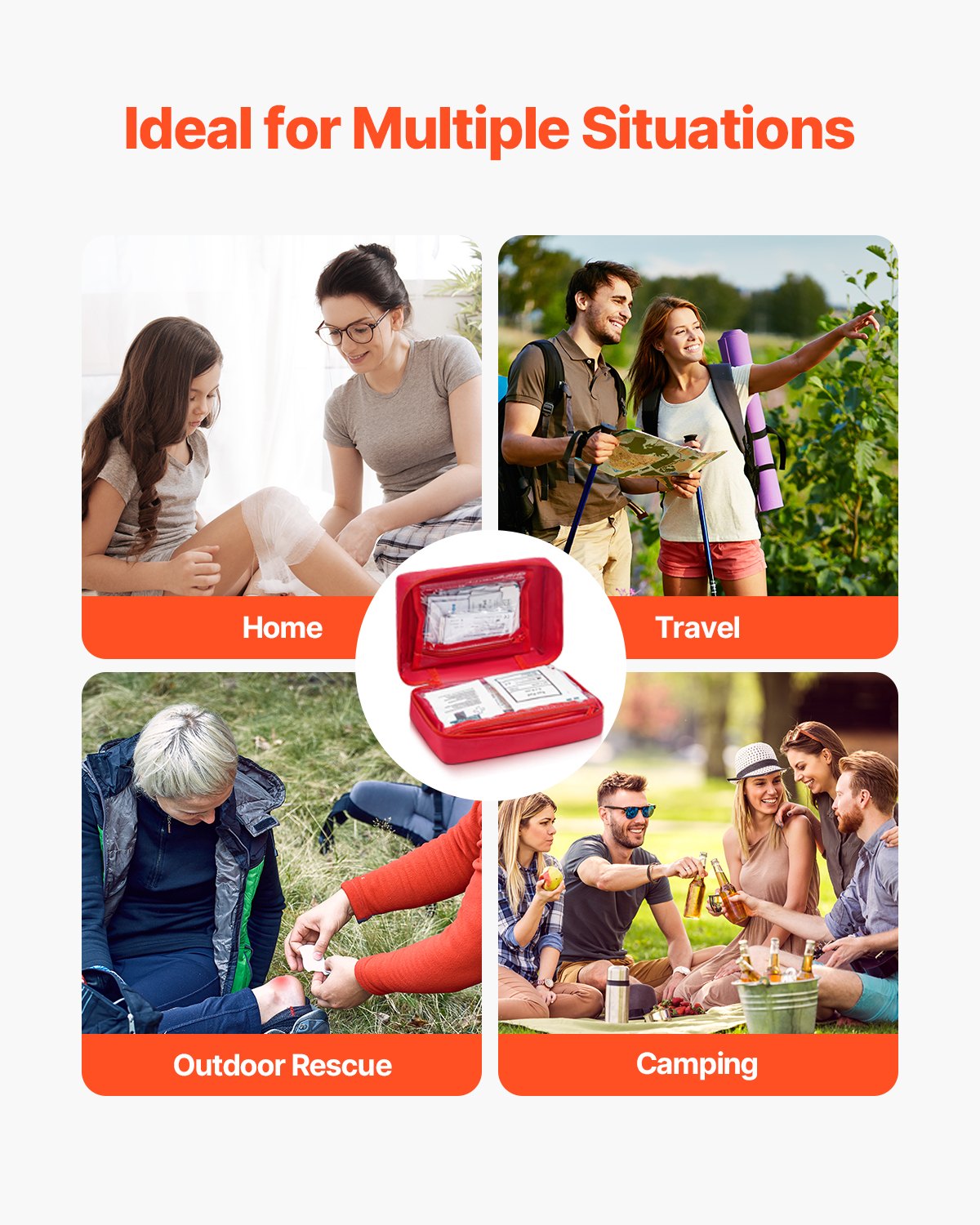 VEVOR First Aid Kit, 500 Pieces, 600D Nylon Large Survival First Aid Bag, Emergency Medical Supplies, for Home, Car, Office, Travel, Camping, Truck, Hiking, Sports, Vehicle and Outdoor Emergencies