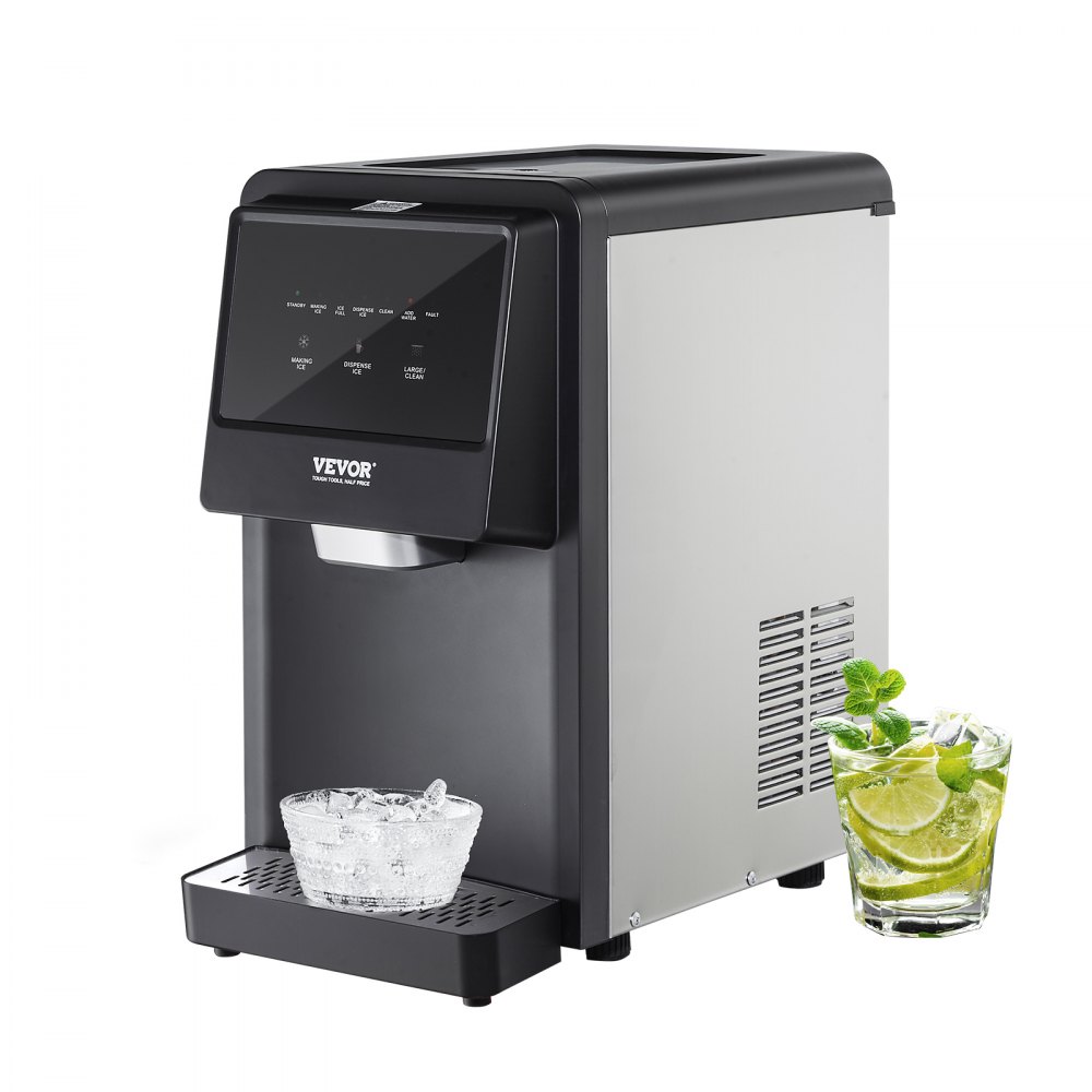 VEVOR Countertop Ice Maker, 37lbs in 24Hrs, Auto Self-Cleaning Portable Ice Maker with Ice Scoop, Basket and Drainpipe, 2 Ways